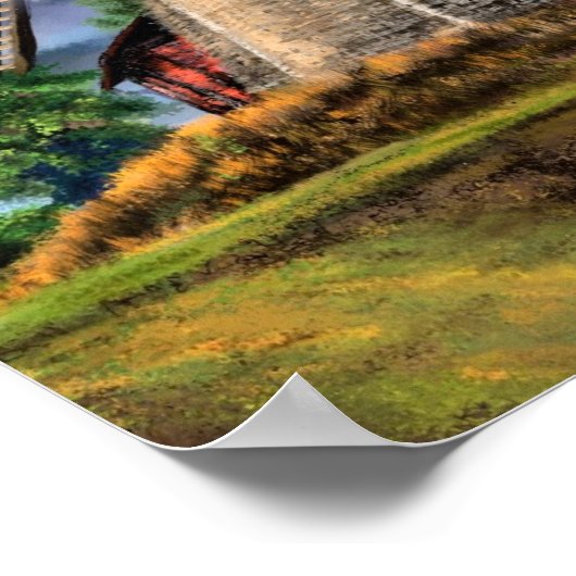 Netherlands Landscape Windmill Poster Painting ポスター (角)