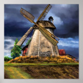Netherlands Landscape Windmill Poster Painting ポスター (正面)