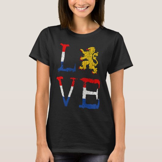 Netherlands Love Holland Love Oranje Lion Crest Ne Tシャツ (正面)