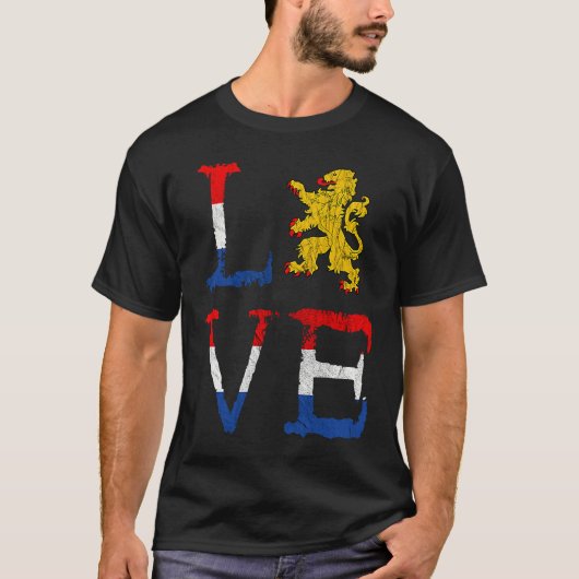 Netherlands Love Holland Love Oranje Lion Crest Ne Tシャツ (正面)