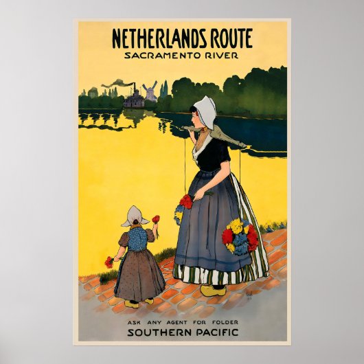 Netherlands Route Sacramento River USA Vintage ポスター (正面)