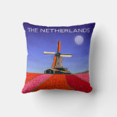 Netherlands Throw Pillow Tulip Field Windmill クッション (裏面)