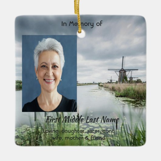 Netherlands windmill Holland  Memorial Keepsake  セラミックオーナメント (正面)