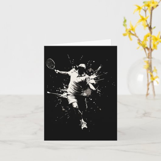 Netll Court Game Paint Splash Dminton Player Boy  カード (黄色い花)