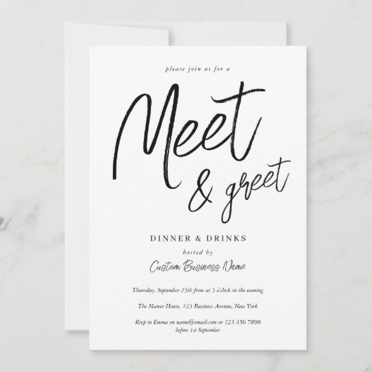 Networking Meet & Greet Simple Script Business 招待状 (正面)