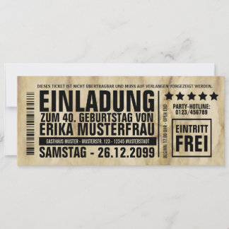NEU: Einladung zum 40. Geburtstag mit Barcode 招待状