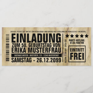 NEU: Einladung zum 50. Geburtstag mit Barcode 招待状