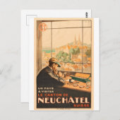 Neuchatel，スイス，ヴィンテージ旅行のクラフトマン ポストカード (正面/裏面)