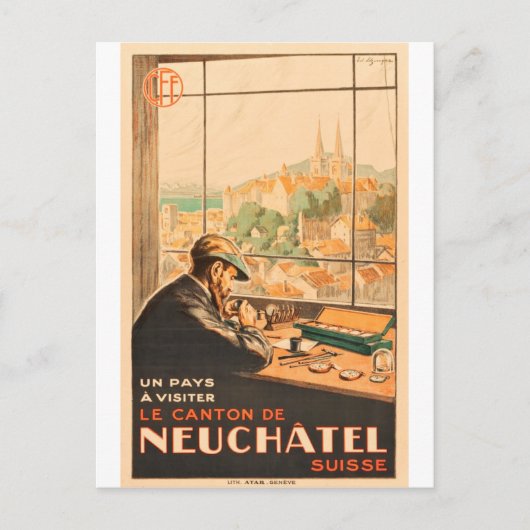 Neuchatel，スイス，ヴィンテージ旅行のクラフトマン ポストカード (正面)