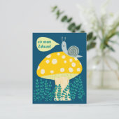 Neues Haus Schnecke auf Magischen Pilz Niedlich  ポストカード (スタンド正面)