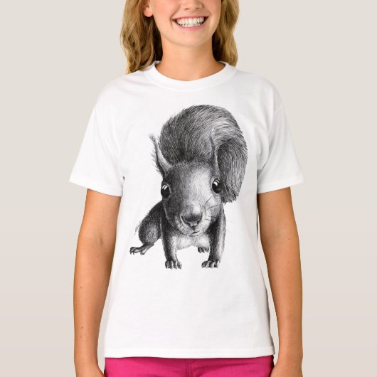 Neugieriges Eichhörnchen Handzeichnung Tシャツ (正面)