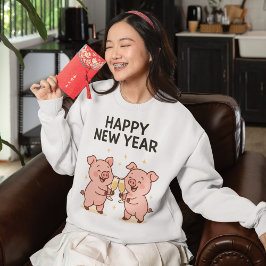 Neujahr Schweinchen Duo Anstoßen トライブレンドＴシャツ