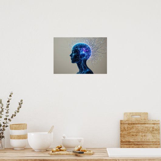 Neural Portrait Poster Abstract Wall Art ポスター (キッチン)