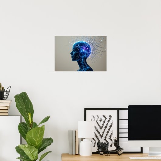 Neural Portrait Poster Abstract Wall Art ポスター (ホームオフィス)