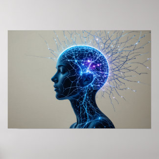 Neural Portrait Poster Abstract Wall Art ポスター