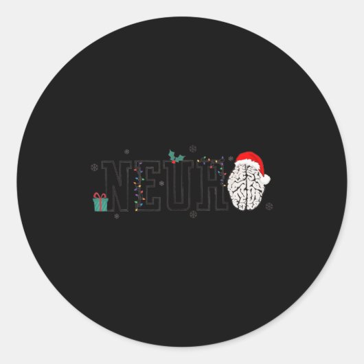 Neuro Christmas Neurology Holiday Neuroscience Nur ラウンドシール (正面)