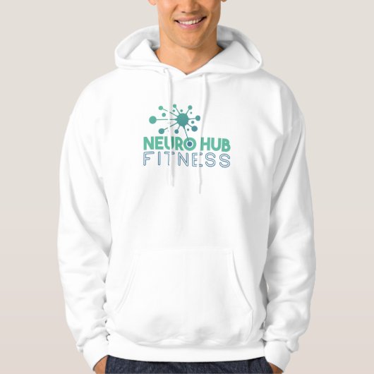 Neuro Hub Fitness Men's White Logo Hoodie パーカ (正面)