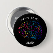 Neuro-sassy ADHDピン 缶バッジ (正面&裏面)