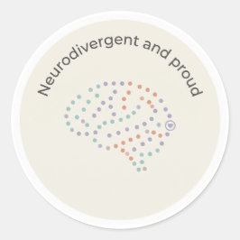 Neurodivergent and Proud Brain Dot Art Sticker ラウンドシール