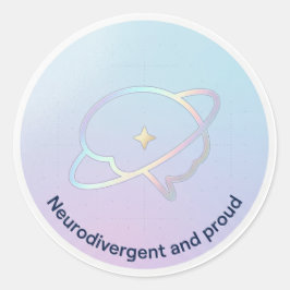 Neurodivergent and Proud Pastel Brain Planet ラウンドシール