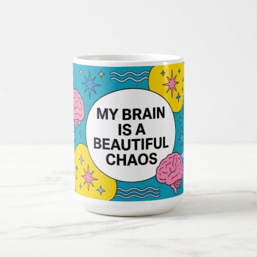 Neurodivergent Brain Chaos ADHD Autism Gift コーヒーマグカップ (中央)
