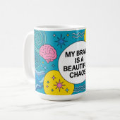 Neurodivergent Brain Chaos ADHD Autism Gift コーヒーマグカップ (正面左)