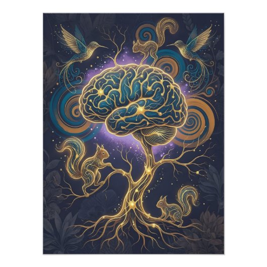 Neurodivergent Brain Tree Poster – Nature Art フォトプリント (正面)