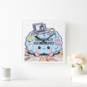 Neurodivergent Chronically Overwhelmed Cute Brain スクエア壁時計 (ホーム)