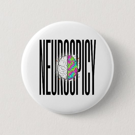 Neurodivergent Neurospicy Brain  缶バッジ (正面)