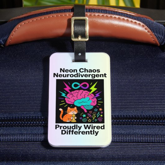 Neurodivergent Pride Wired Differently Neon Chaos ラゲッジタグ (正面インサイチュ2)