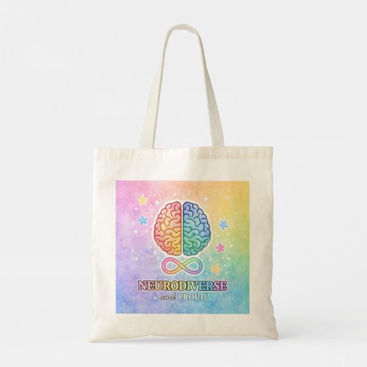 Neurodiverse and Proud Inspirational Quote Pastel トートバッグ (裏面)