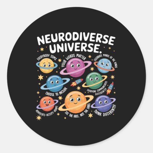 Neurodiverse Universe自閉症型惑星Awa ラウンドシール (正面)