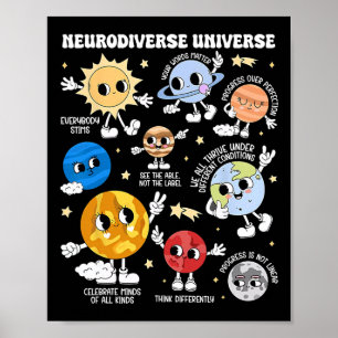 Neurodiverse Universe Planet Autism Awareness Supp ポスター