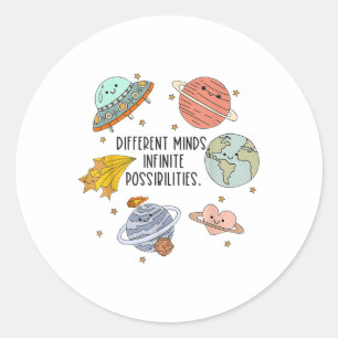 Neurodiverse Universe Planet Autism Awareness Supp ラウンドシール