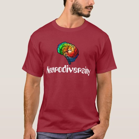 Neurodiversityのプライドの虹の頭脳のTシャツ Tシャツ (正面)