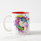#neurodiversityの虹の頭脳のユニコーンのコーヒー・マグ ツートーンマグカップ (左)