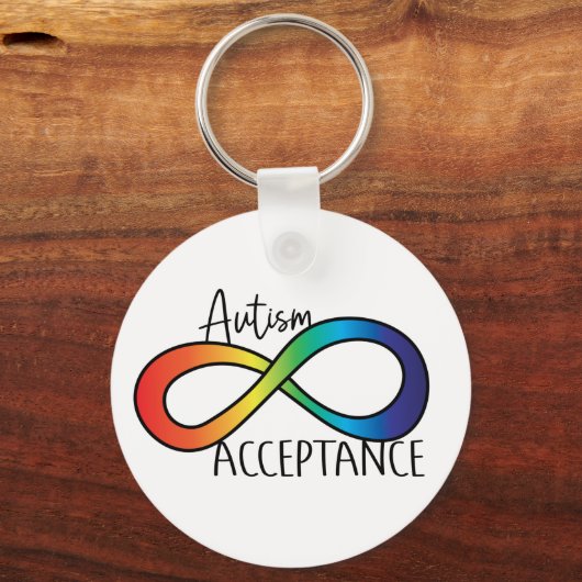 Neurodiversity Autism Acceptance Rainbow Button キーホルダー (裏面)