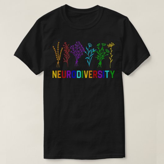 Neurodiversity Autism Awareness ADHD Rainbow Flowe Tシャツ (デザイン正面)