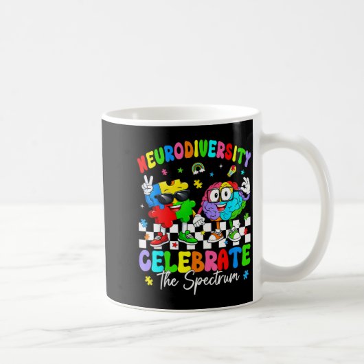 Neurodiversity brain autism awareness asd adhd men コーヒーマグカップ (右)
