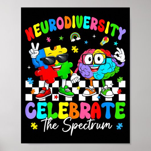 Neurodiversity brain autism awareness asd adhd men ポスター (正面)