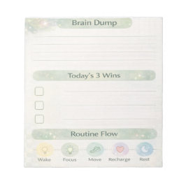 Neurodiversity Brain Dump Daily Check | Sage Green ノートパッド