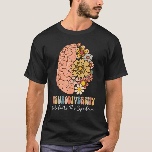 Neurodiversity celebrate the spectrum Brain Autism Tシャツ (正面)