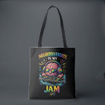 Neurodiversity Is My Jam トートバッグ<br><div class="desc">A vibrant illustration of a cool DJ brain wearing rainbow headphones and mixing vinyl, celebrating neurodiversity, creativity, and the unique rhythm of different minds.</div>