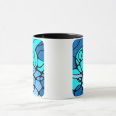 Neurografik blau modernes abstraktes Design マグカップ (中央)