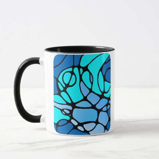 Neurografik blau modernes abstraktes Design マグカップ (左)