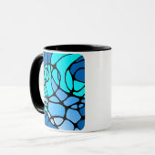 Neurografik blau modernes abstraktes Design マグカップ (正面左)