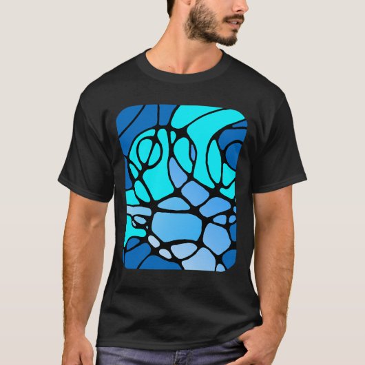 Neurografik blau modernes abstraktes Design Tシャツ (正面)