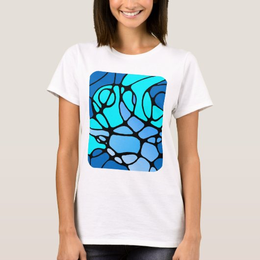 Neurografik blau modernes abstraktes Design Tシャツ (正面)