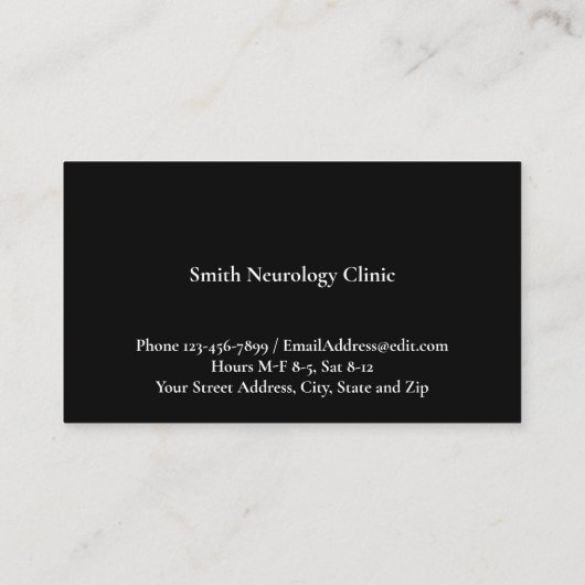 Neurologist Neurology Neurosurgeon Business Card 名刺 (裏面)
