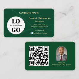 Neurology Business Card Custom Logo Emerald Green 名刺